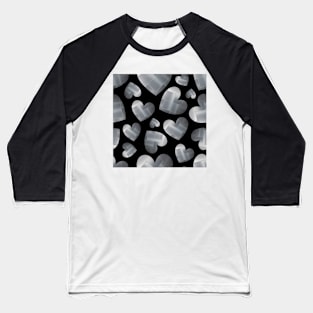 An abundance of silver hearts on black Baseball T-Shirt